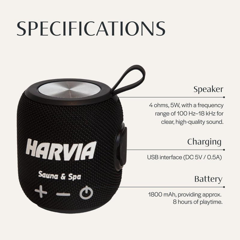 Almost Heaven Saunas Almost Heaven Bluetooth Sauna Speaker, Portable Waterproof Speakers with Heat Resistance, Designed for Wet & Dry Saunas, Wireless Bluetooth Speaker with USBC Charging, Made for Indoor & Outdoor Saunas - Image 4